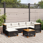 7-dijelni set vrtnih sofa od poliratana s jastucima crni Crna 55 x 55 x 36 cm