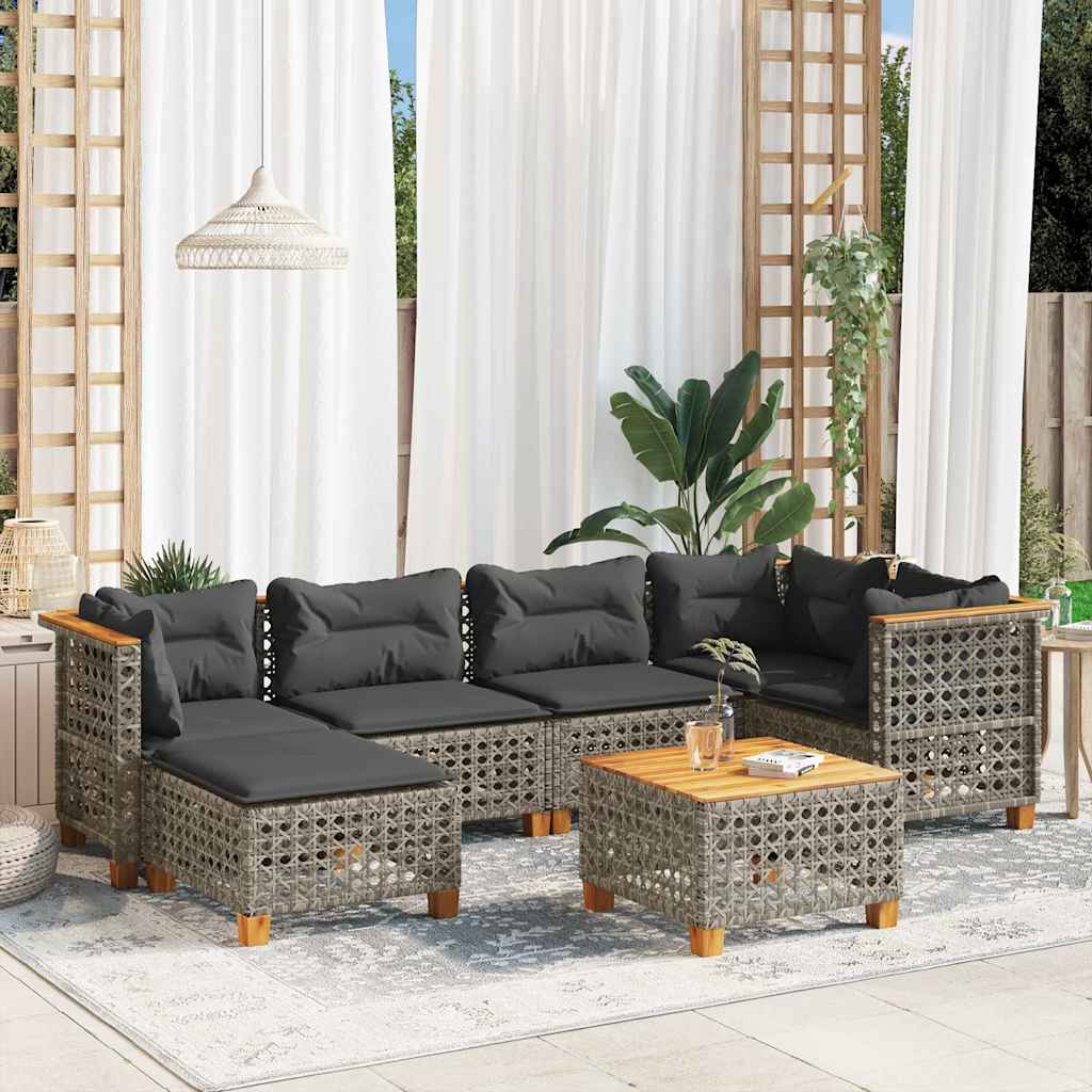 7-dijelni set vrtnih sofa sivi od poliratana Siva 55 x 55 x 36 cm