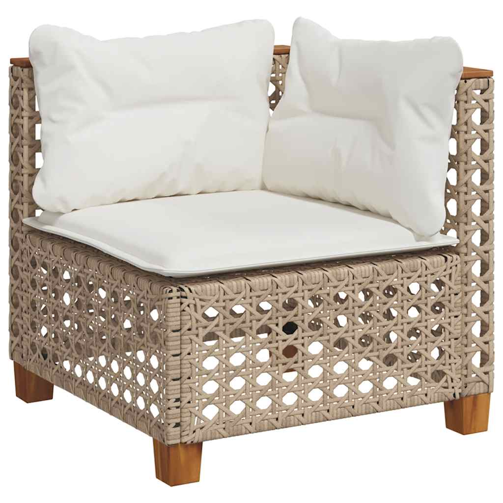 7-dijelni set vrtnih sofa od poliratana s jastucima bež 55 x 55 x 36 cm