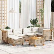 7-dijelni set vrtnih sofa od poliratana s jastucima bež 55 x 55 x 36 cm