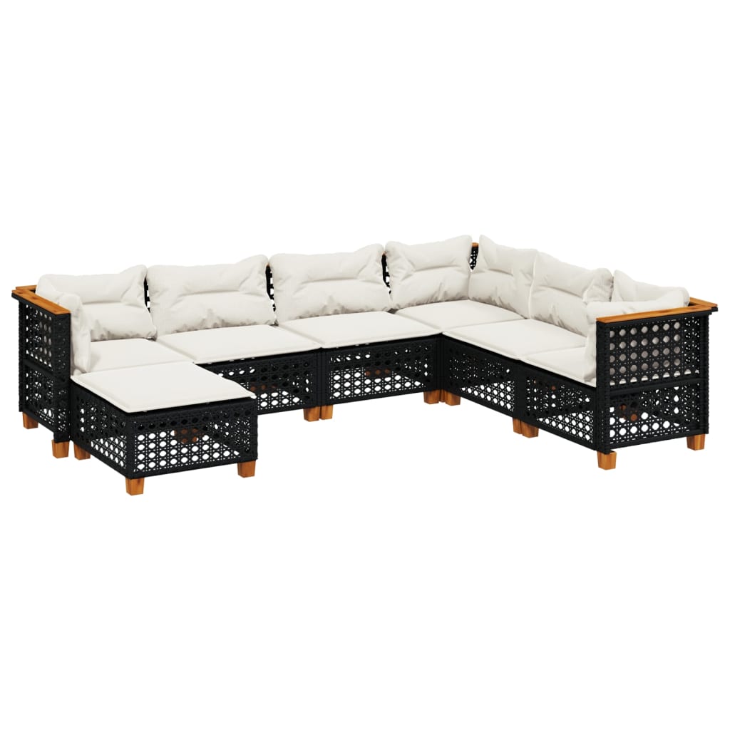 7-dijelni set vrtnih sofa od poliratana s jastucima crni Crna 63.5 x 63.5 x 62 cm