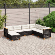 7-dijelni set vrtnih sofa od poliratana s jastucima crni Crna 63.5 x 63.5 x 62 cm