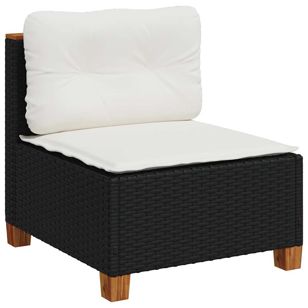 6-dijelni set vrtnih sofa s jastucima crni od poliratana Crna 63.5 x 56 x 32 cm