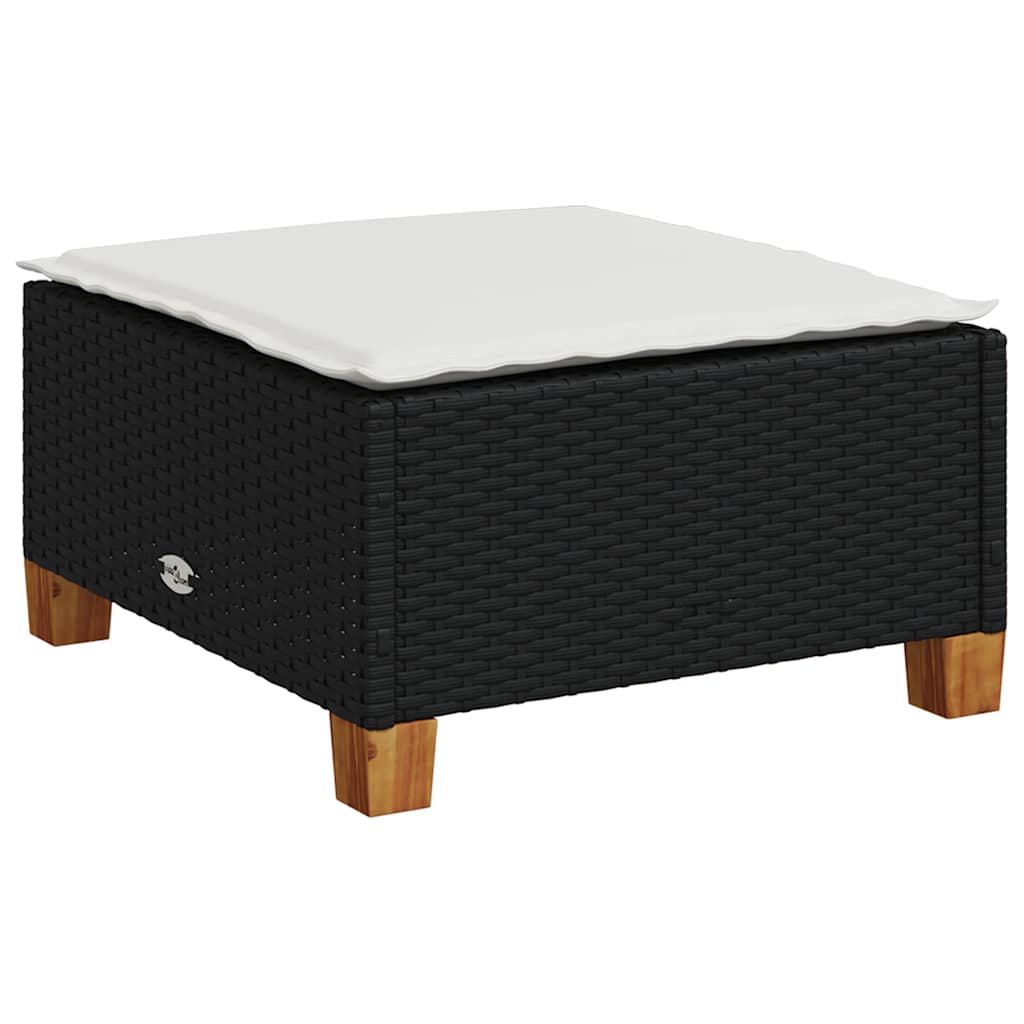 6-dijelni set vrtnih sofa s jastucima crni od poliratana Crna 63.5 x 56 x 32 cm