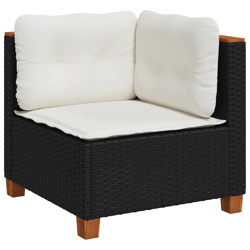 6-dijelni set vrtnih sofa s jastucima crni od poliratana Crna 63.5 x 56 x 32 cm