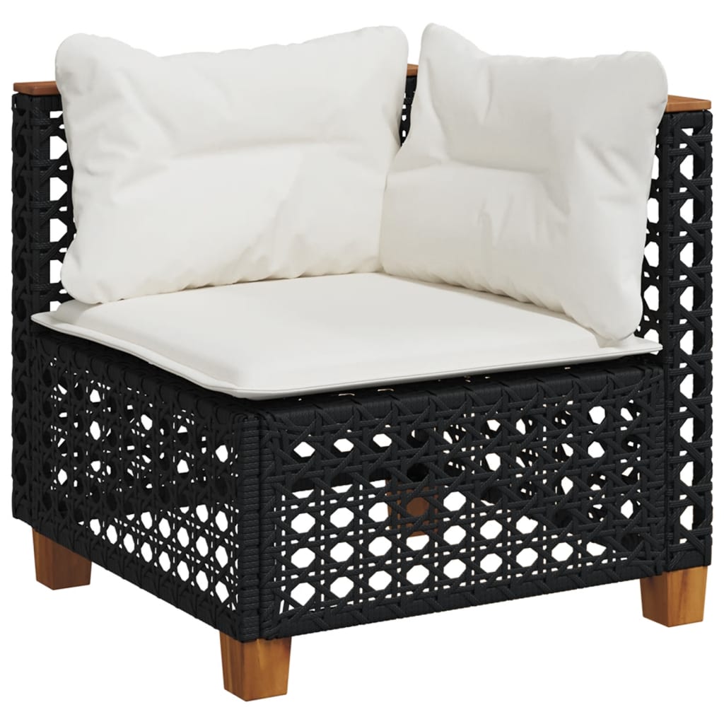 9-dijelni set vrtnih sofa s jastucima crni od poliratana Crna 63.5 x 63.5 x 62 cm