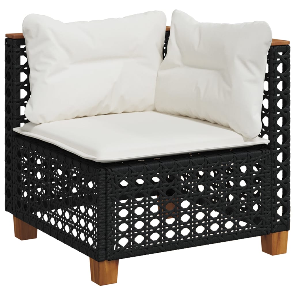 10-dijelni set vrtnih sofa s jastucima crni od poliratana Crna 55 x 55 x 36 cm