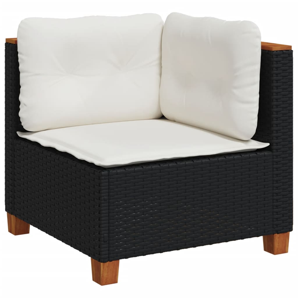 10-dijelni set vrtnih sofa s jastucima crni od poliratana Crna 63.5 x 63.5 x 62 cm