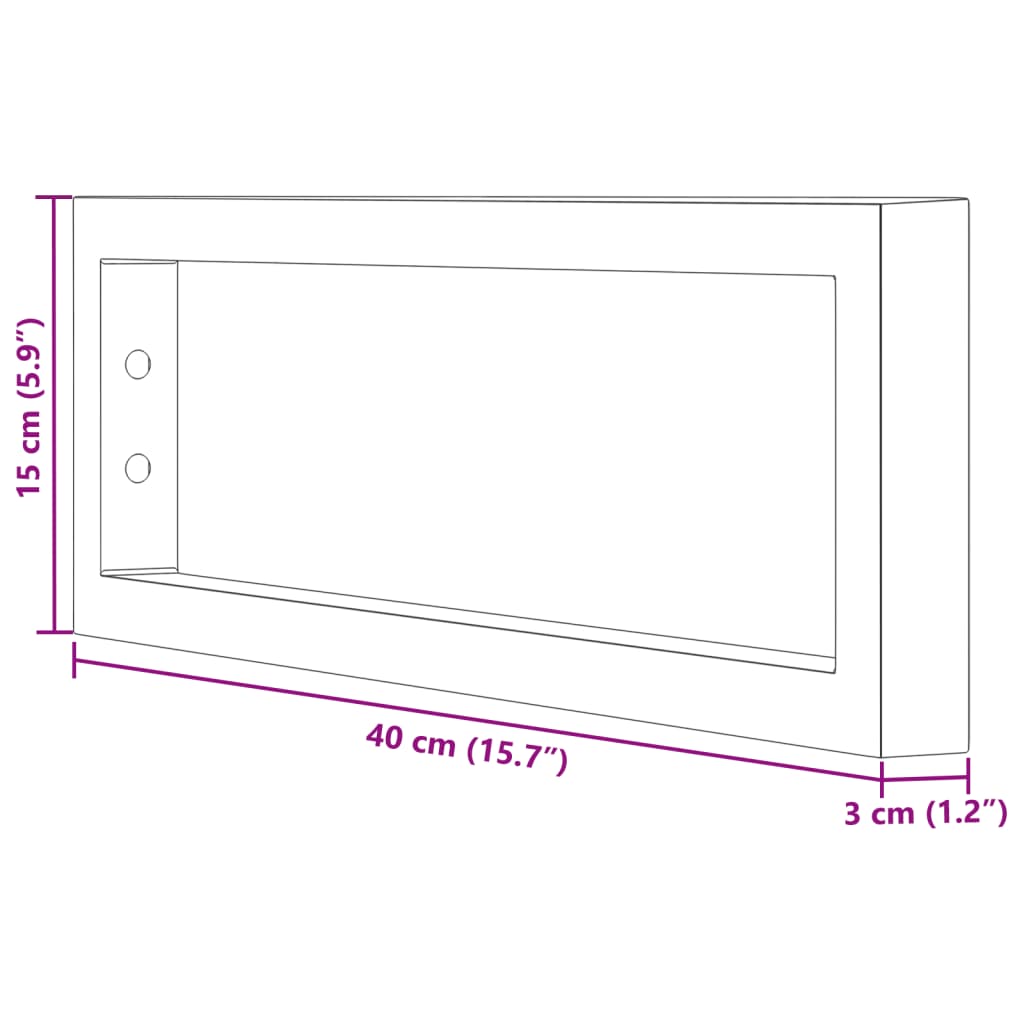 Nosači polica za umivaonik 2 kom crni pravokutni čelični Crna 15 x 40 cm
