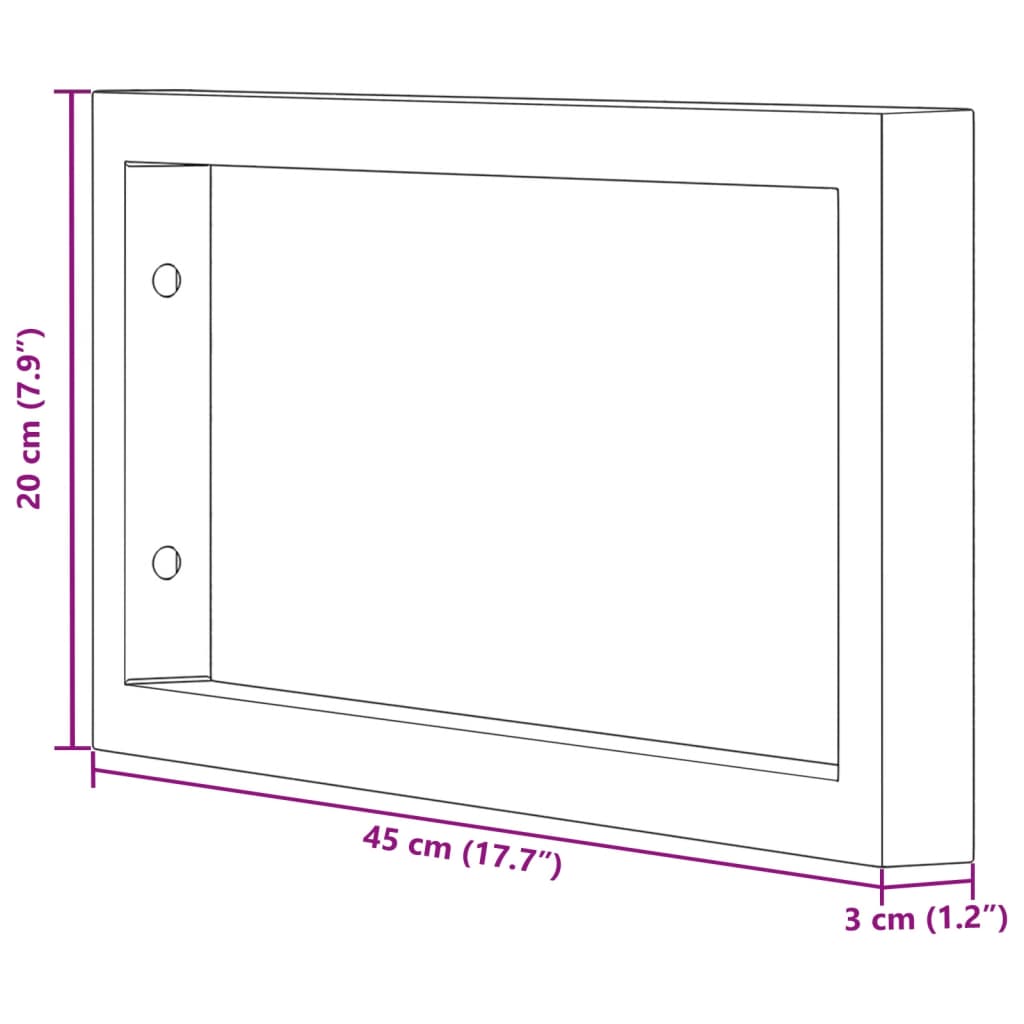 Nosači polica za umivaonik 2 kom crni pravokutni čelični Crna 20 x 45 cm