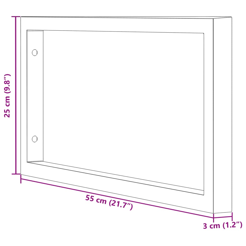 Nosači polica za umivaonik 2 kom crni pravokutni čelični Crna 25 x 55 cm
