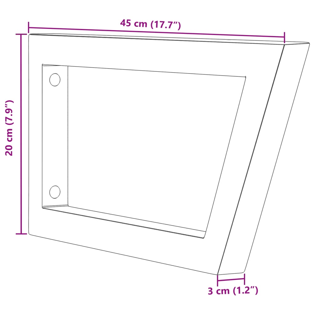 Nosači polica za umivaonik 2 kom bijeli trapezni čelični Bijela 20 x 45 cm