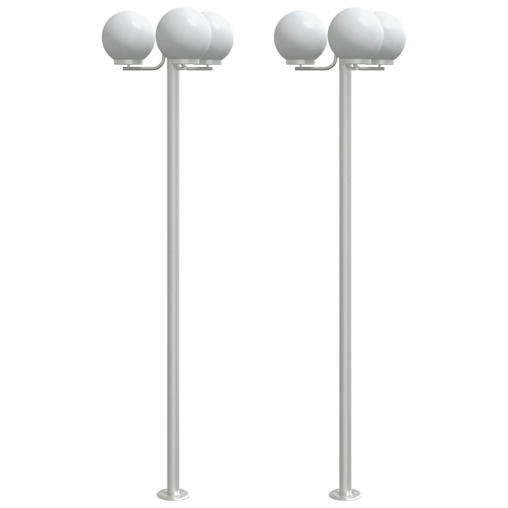 Vanjske podne lampe 2 kom. srebrne 215 cm nehrđajući čelik