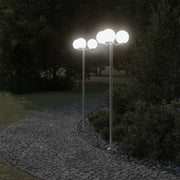 Vanjske podne lampe 2 kom. srebrne 215 cm nehrđajući čelik
