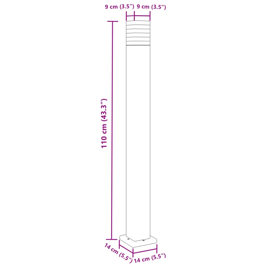 Vanjske podne svjetiljke 3 kom crne 110 cm aluminijske