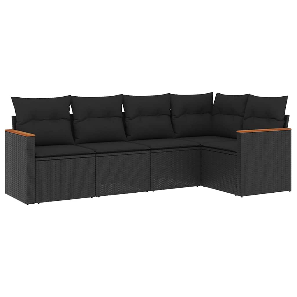 5-dijelna vrtna garnitura od poliratana s jastucima crna 62 x 62 x 69 cm