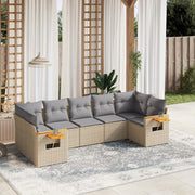 7-dijelni set vrtnih sofa od poliratana s jastucima bež 62 x 62 x 69 cm