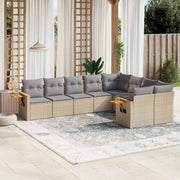 9-dijelni set vrtnih sofa s jastucima bež od poliratana 62 x 62 x 69 cm