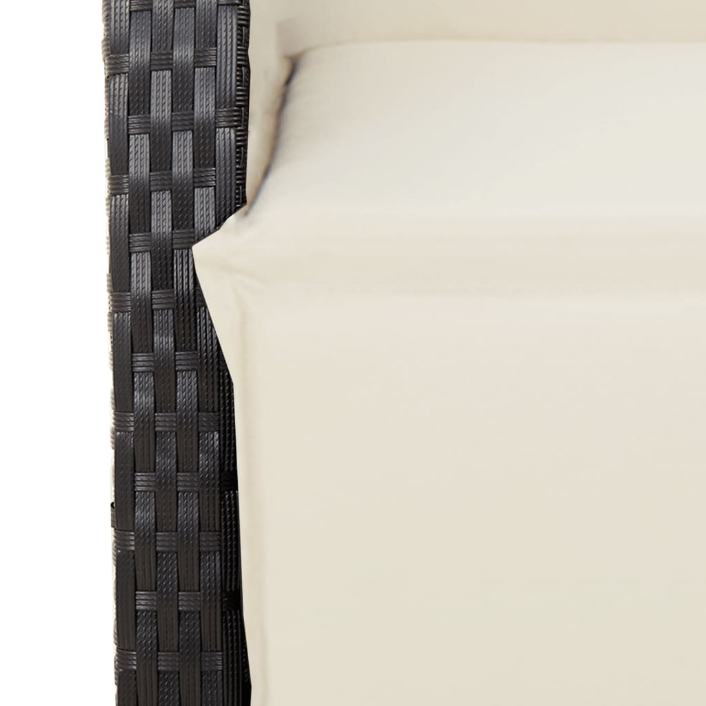 9-dijelni vrtni blagovaonski set s jastucima crni od poliratana Crna 190 x 90 x 75 cm