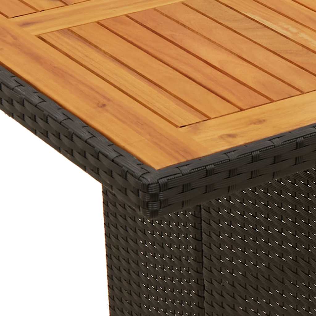 9-dijelni vrtni blagovaonski set s jastucima crni od poliratana Crna 190 x 80 x 75 cm