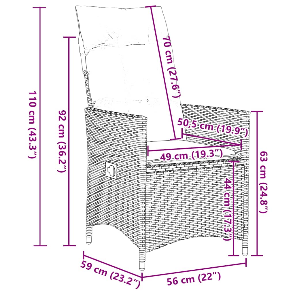 9-dijelni vrtni blagovaonski set s jastucima crni od poliratana Crna 190 x 80 x 75 cm
