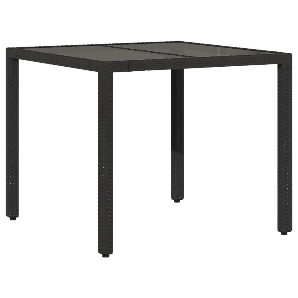 5-dijelni vrtni blagovaonski set s jastucima od poliratana crni Crna 90 x 90 x 75 cm
