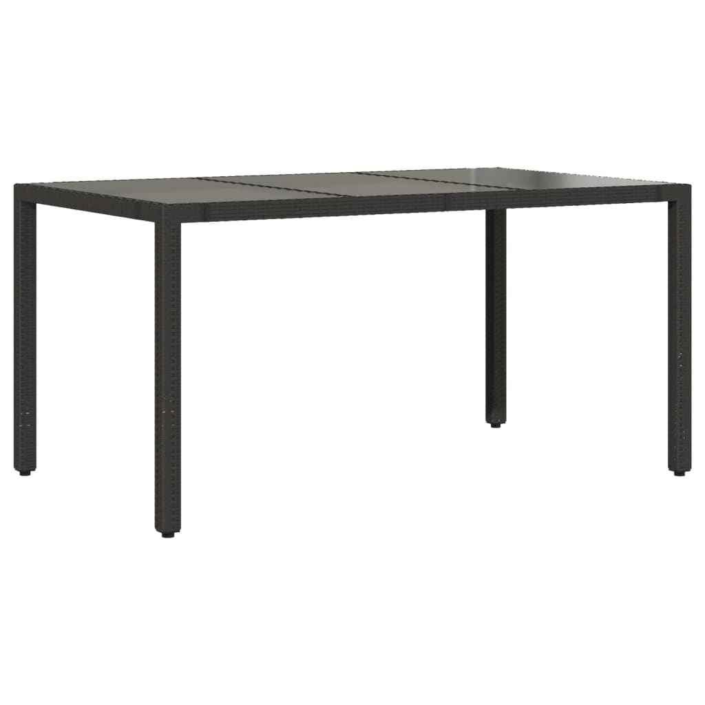 7-dijelni vrtni blagovaonski set s jastucima crni od poliratana Crna 150 x 90 x 75 cm