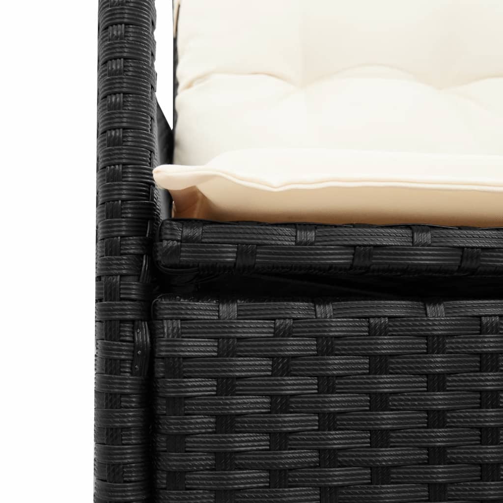 7-dijelni vrtni blagovaonski set s jastucima crni od poliratana Crna 150 x 90 x 75 cm