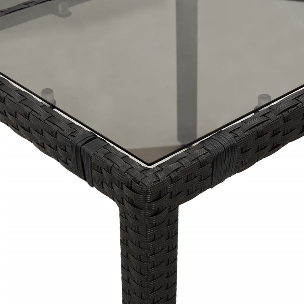 7-dijelni vrtni blagovaonski set s jastucima crni od poliratana Crna 150 x 90 x 75 cm