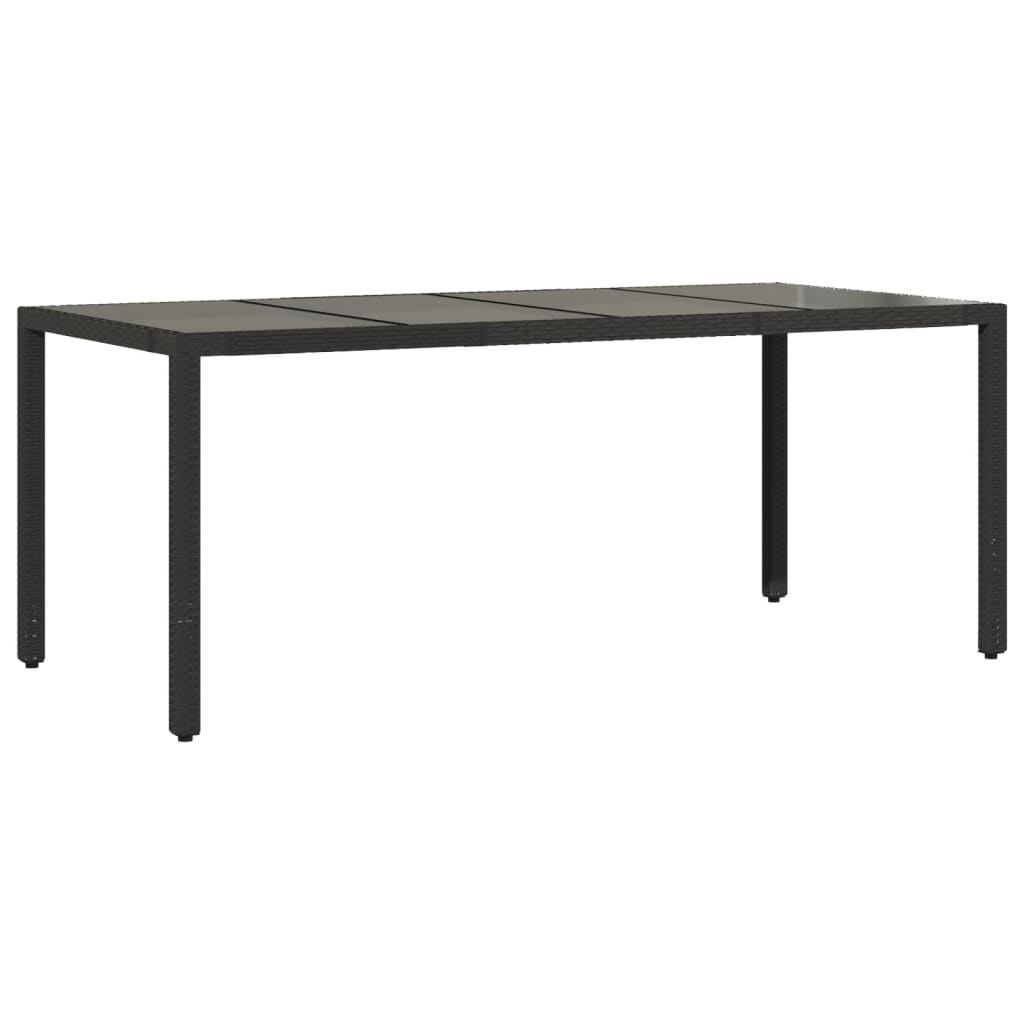 7-dijelni vrtni blagovaonski set s jastucima crni od poliratana Crna 190 x 90 x 75 cm