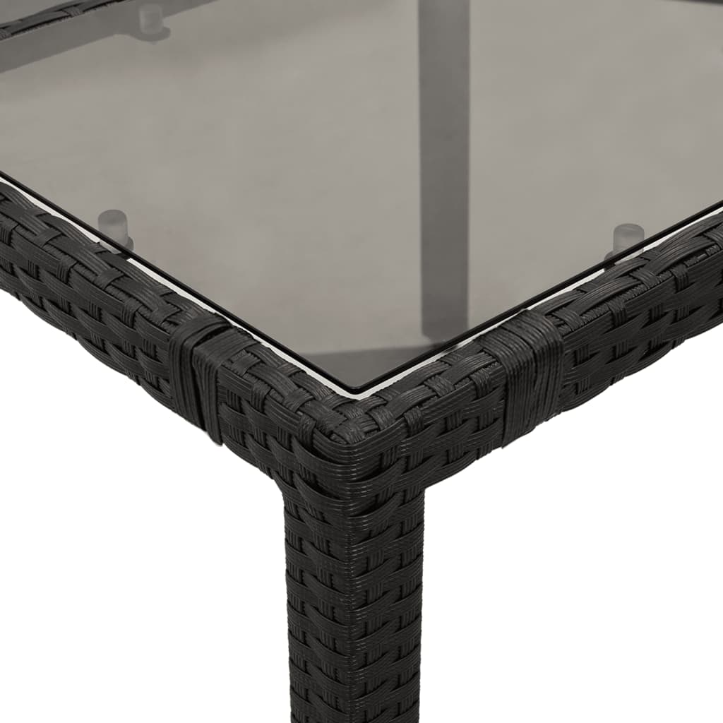 7-dijelni vrtni blagovaonski set s jastucima crni od poliratana Crna 190 x 90 x 75 cm