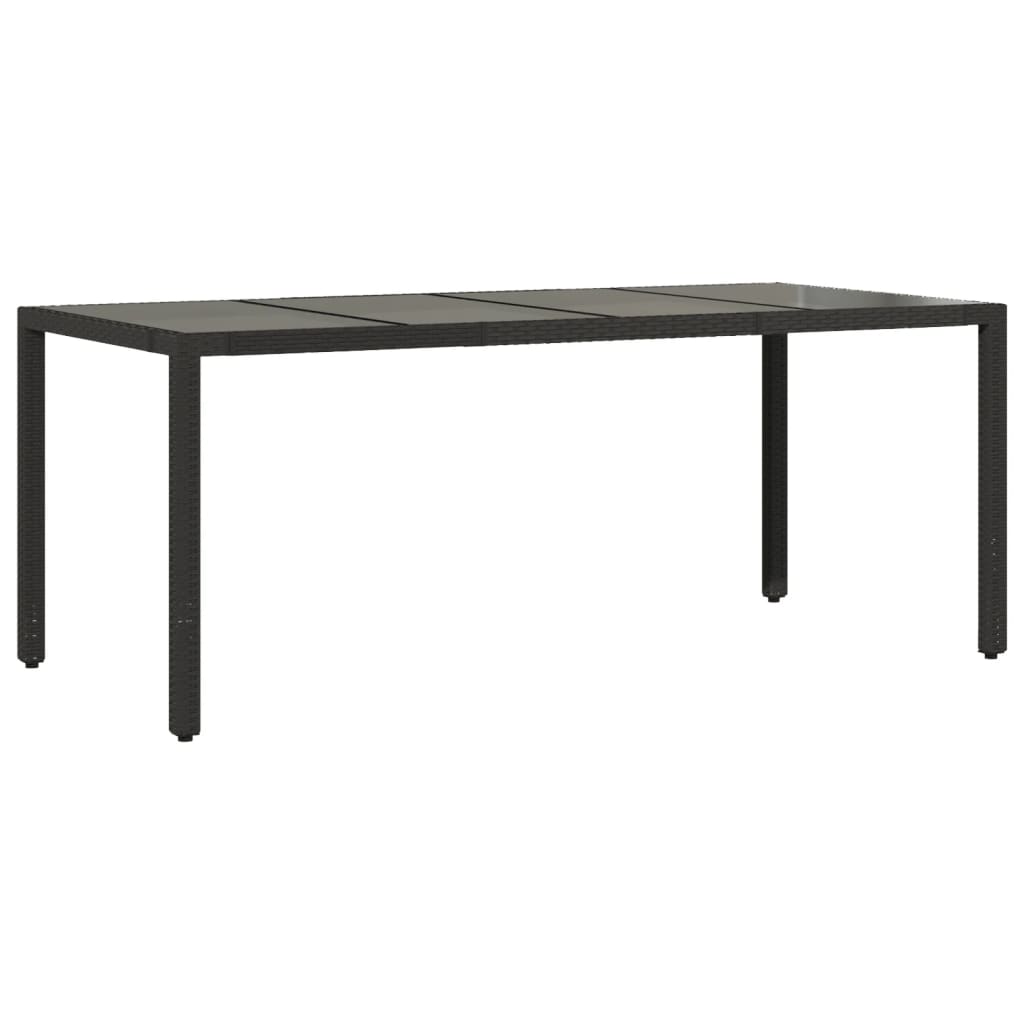 9-dijelni vrtni blagovaonski set s jastucima crni od poliratana Crna 190 x 90 x 75 cm