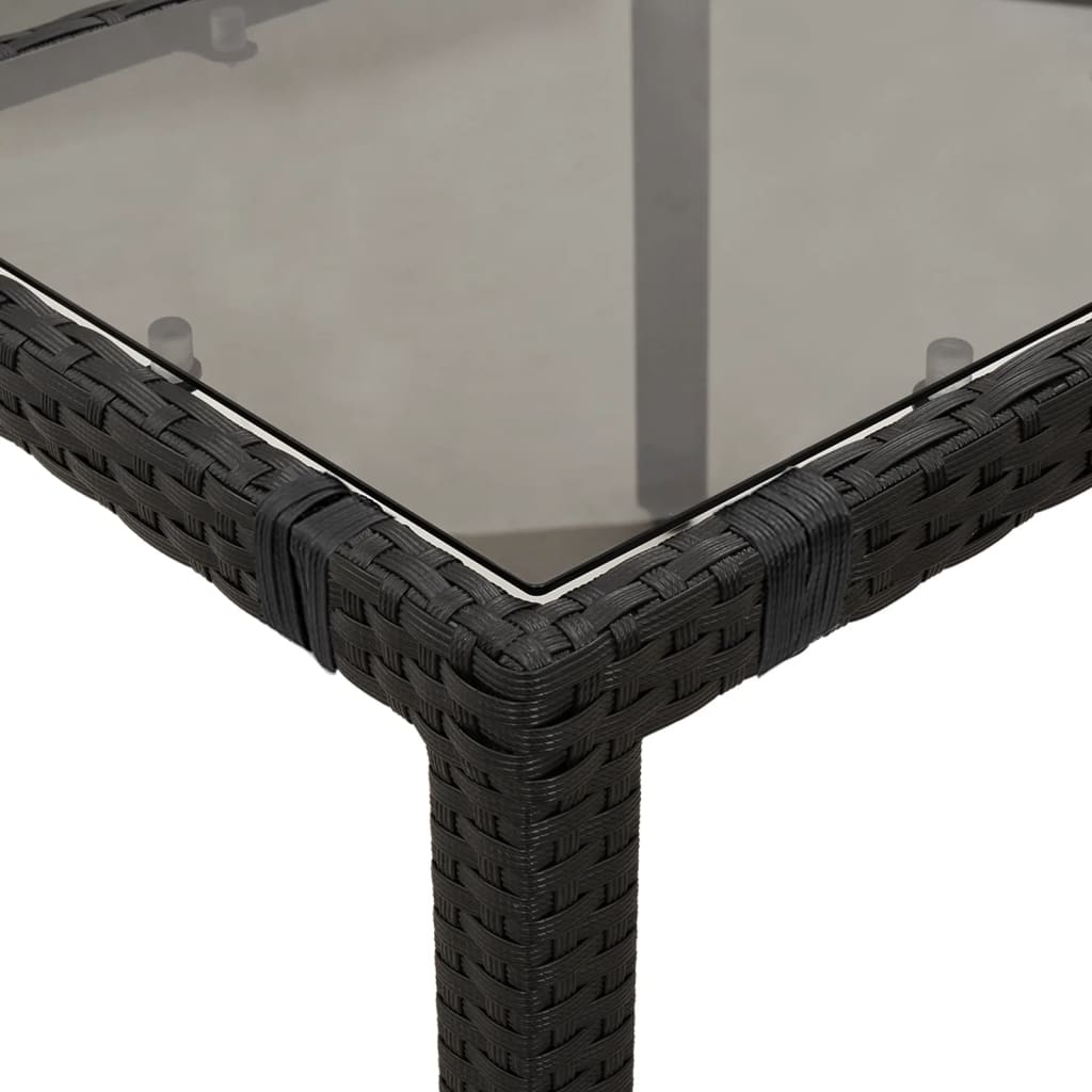9-dijelni vrtni blagovaonski set s jastucima crni od poliratana Crna 190 x 90 x 75 cm