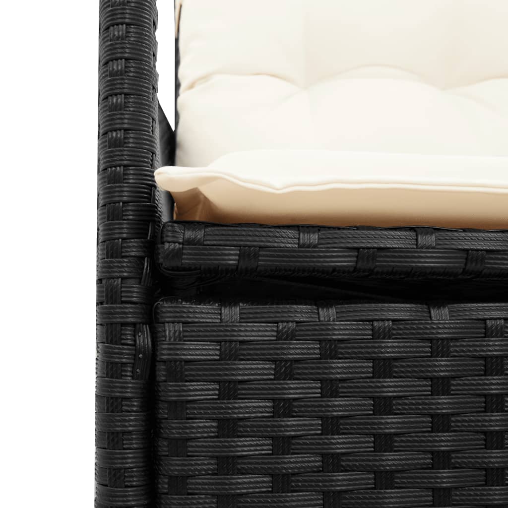 9-dijelni vrtni blagovaonski set s jastucima crni od poliratana Crna 190 x 90 x 75 cm