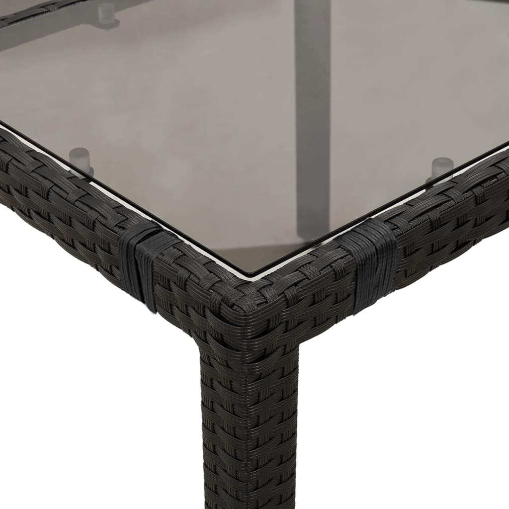 9-dijelni vrtni blagovaonski set s jastucima crni od poliratana Crna 190 x 90 x 75 cm