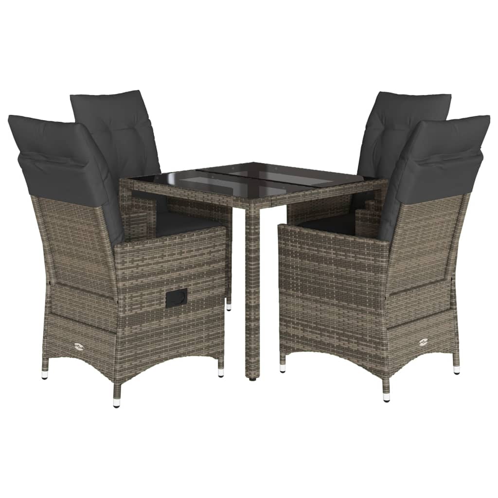 5-dijelni vrtni blagovaonski set sivi od poliratana Siva 90 x 90 x 75 cm