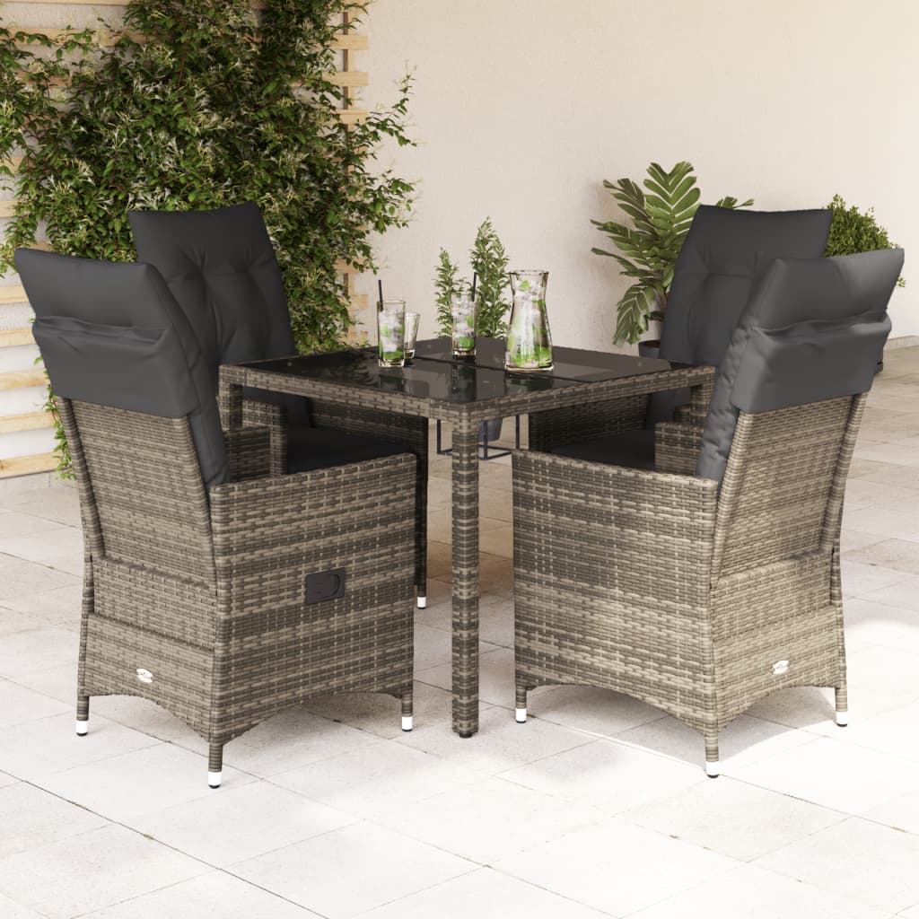 5-dijelni vrtni blagovaonski set sivi od poliratana Siva 90 x 90 x 75 cm