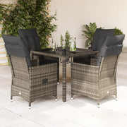 5-dijelni vrtni blagovaonski set sivi od poliratana Siva 90 x 90 x 75 cm