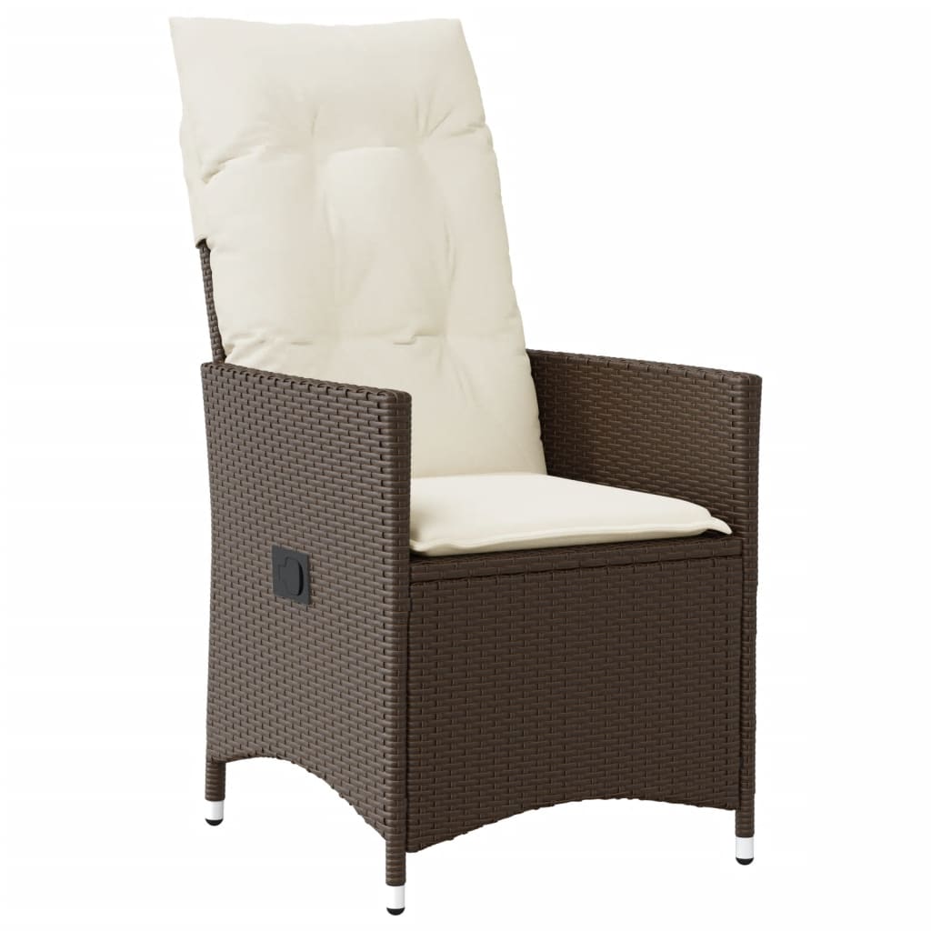 3-dijelni bistro set s jastucima smeđi od poliratana Smeđa 90 x 90 x 75 cm