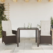 3-dijelni bistro set s jastucima smeđi od poliratana Smeđa 90 x 90 x 75 cm
