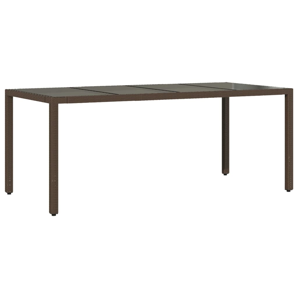 9-dijelni vrtni blagovaonski set s jastucima poliratan smeđi Smeđa 190 x 90 x 75 cm