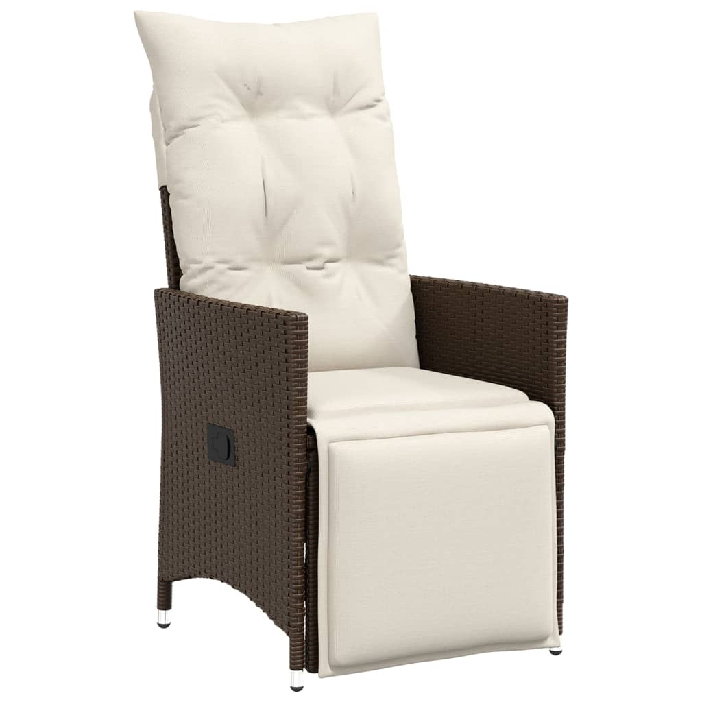 9-dijelni vrtni blagovaonski set s jastucima poliratan smeđi Smeđa 190 x 90 x 75 cm
