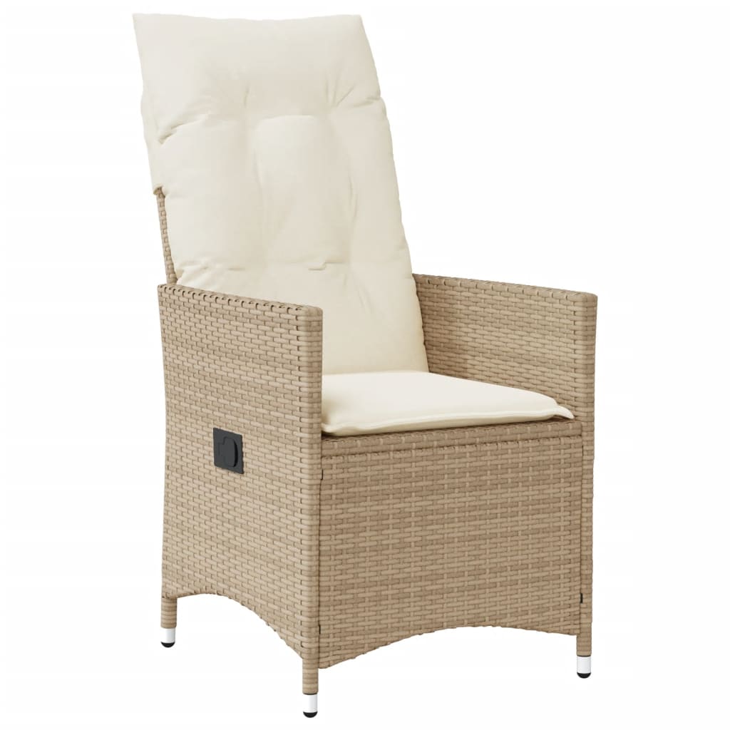 3-dijelni bistro set s jastucima bež od poliratana 90 x 90 x 75 cm