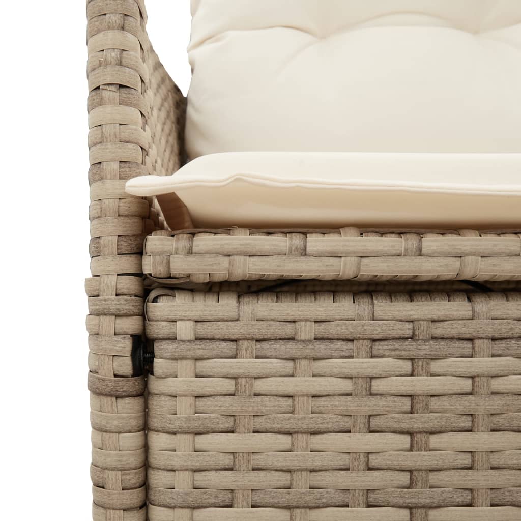 7-dijelni vrtni blagovaonski set od poliratana s jastucima bež 150 x 90 x 75 cm