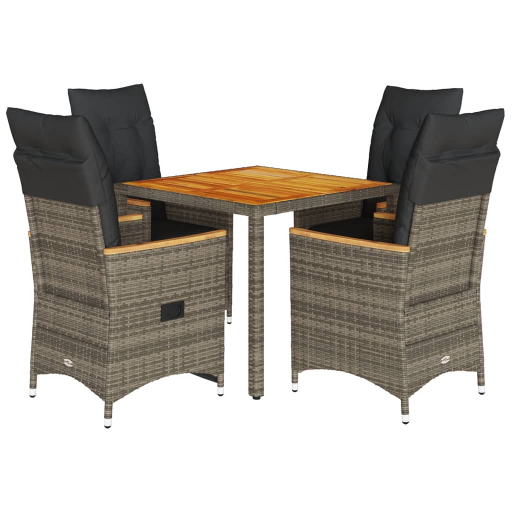 5-dijelni vrtni blagovaonski set sivi od poliratana Siva 90 x 90 x 75 cm