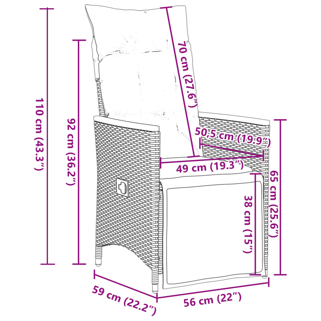 5-dijelni vrtni blagovaonski set sivi od poliratana Siva 90 x 90 x 75 cm