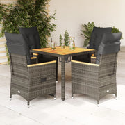 5-dijelni vrtni blagovaonski set sivi od poliratana Siva 90 x 90 x 75 cm