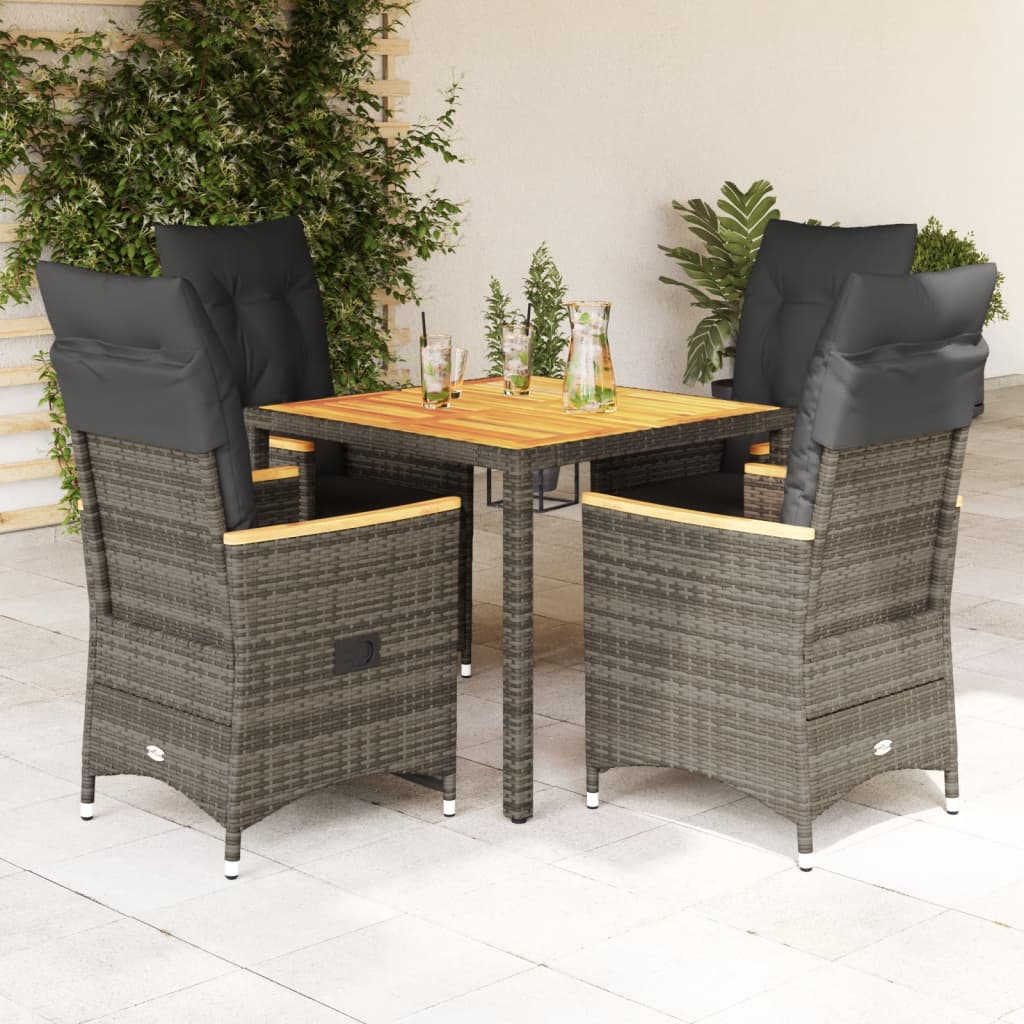 5-dijelni vrtni blagovaonski set sivi od poliratana Siva 90 x 90 x 75 cm