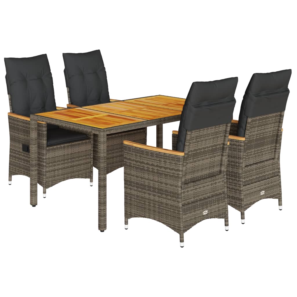 5-dijelni vrtni blagovaonski set sivi od poliratana Siva 150 x 90 x 75 cm