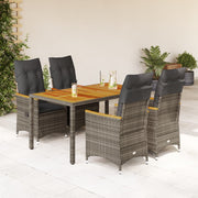 5-dijelni vrtni blagovaonski set sivi od poliratana Siva 150 x 90 x 75 cm